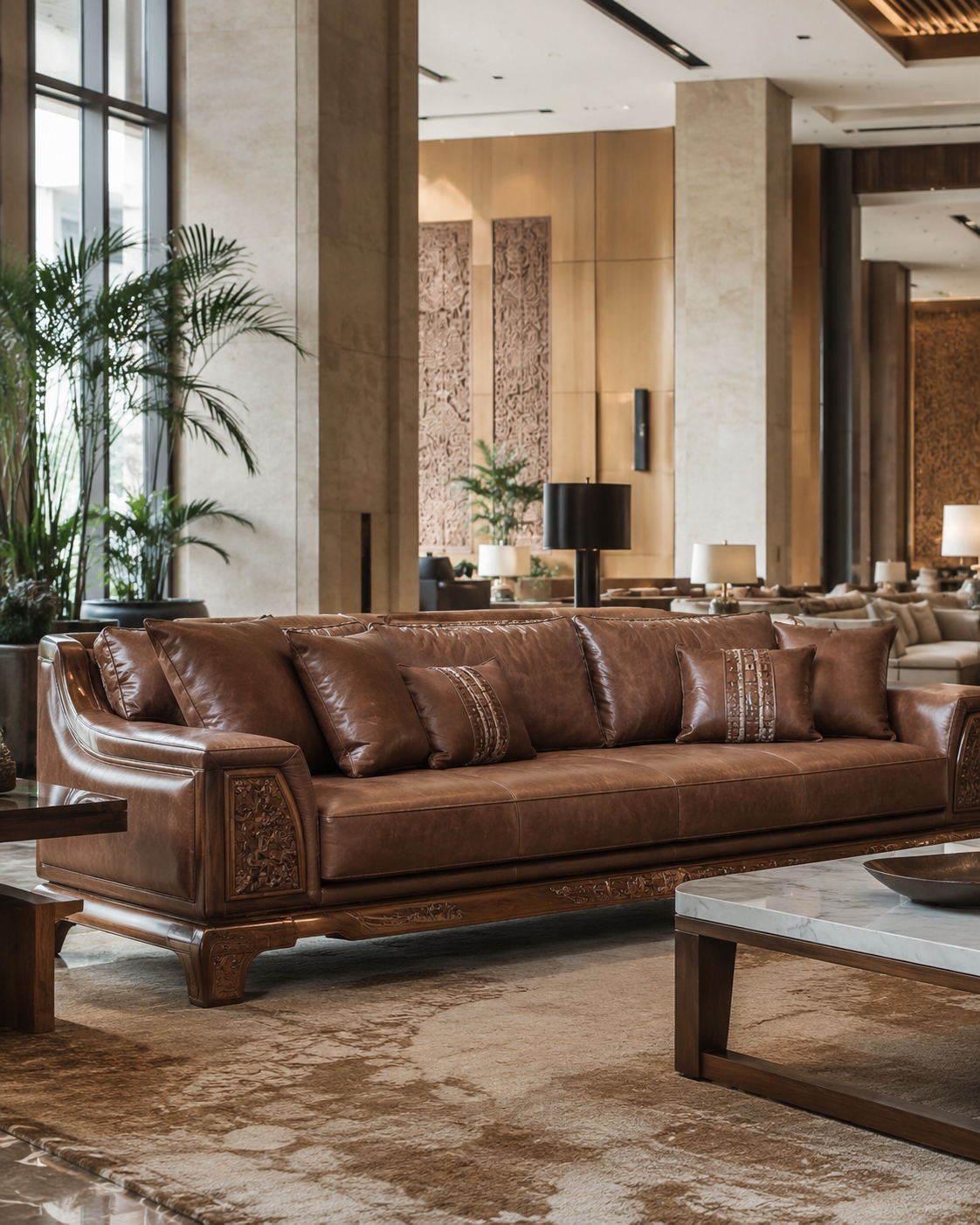 Furnitur kulit buatan pesanan untuk rumah, kantor, dan berbagai ruang
